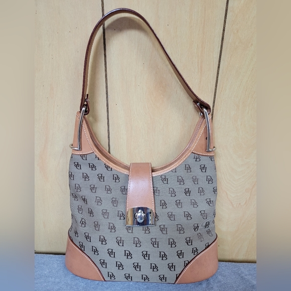 Dooney and Bourke Signature Canvas and Leather Shoulder Bag - Picture 7 of 10